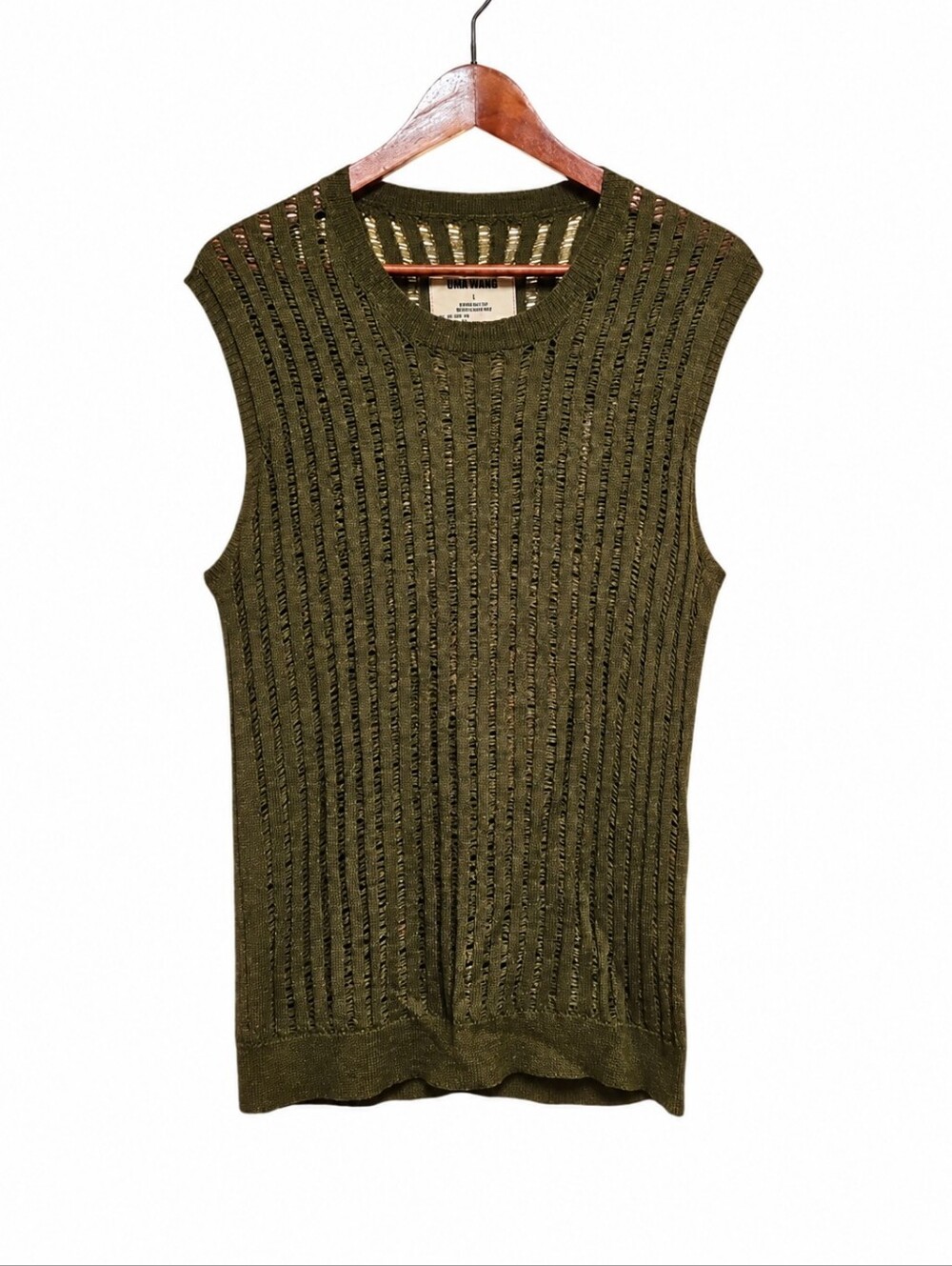 UMA WANG | Cashmere Silk Open Knit Sleeveless Top Vest in Size Large - Picture 7 of 8